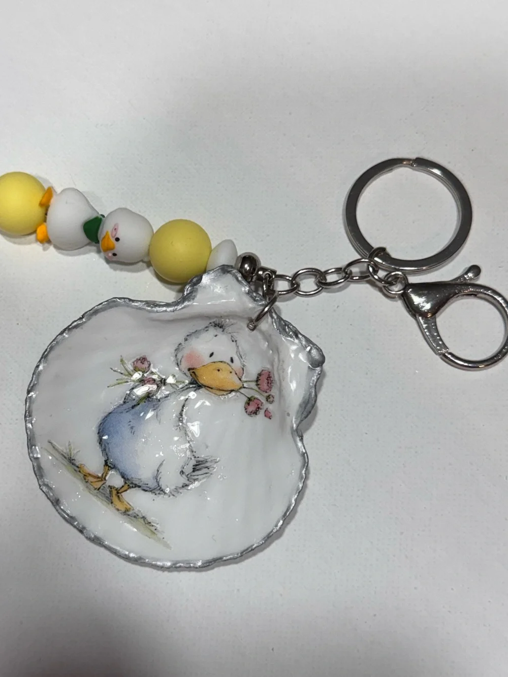 Duckling Keychain Charm - White & Yellow Cute Bird Accessory